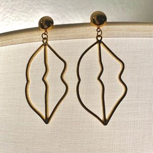 Fun Gold Metal Lip Earrings